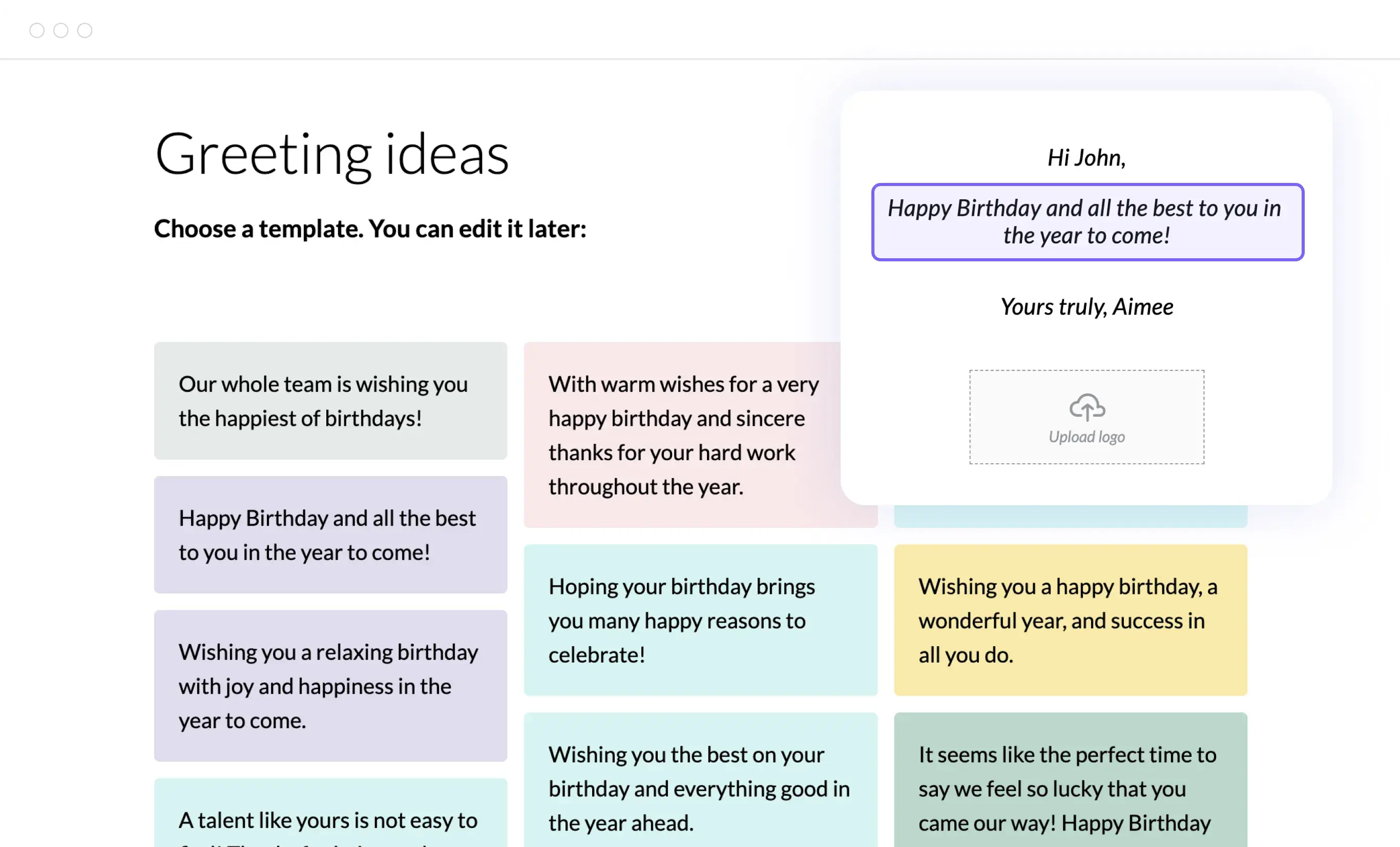 Add a greeting & logo