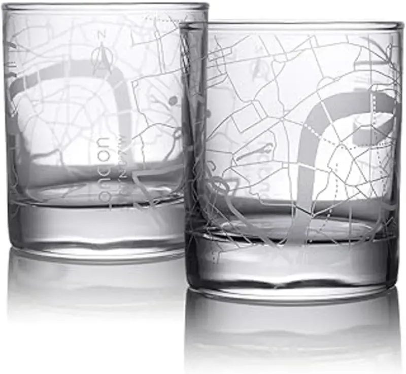 Home Town Map Can Glass, Set of 2